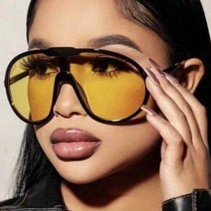 1pic Women And Men Oversized Fashion Versatile Fashion Glasses,,Y2k Geometric Fr